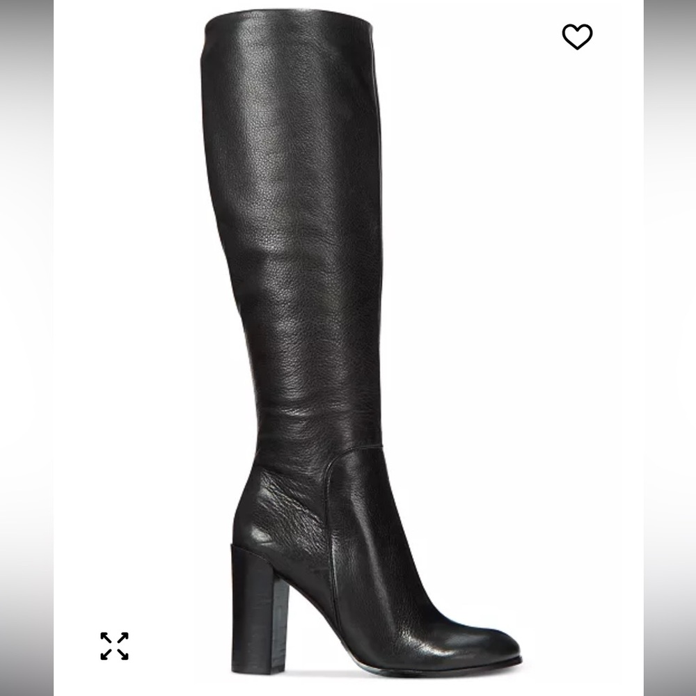 Kenneth Cole NY Justin Tall Knee High Leather Boots Block Heel Black 7‎ New - Picture 6 of 10